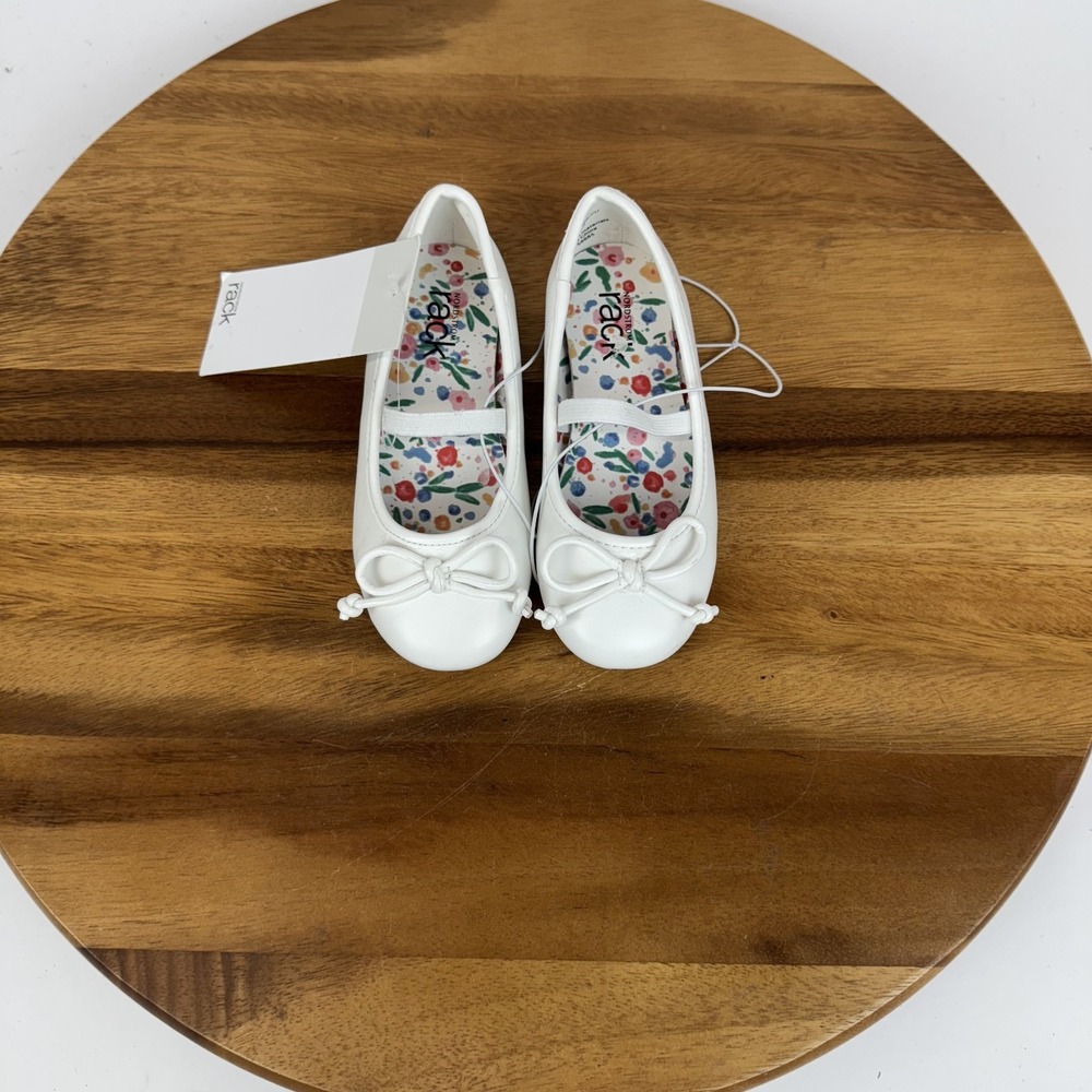 New Little Kids Nordstrom Rack Eleanor White Bow Formal Mary Jane Flats Size 8 C